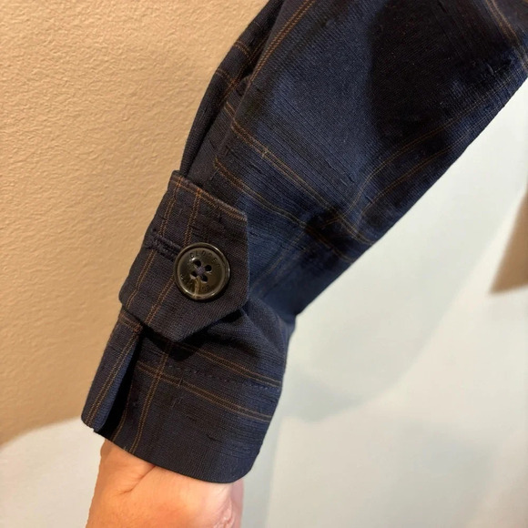 CLOSED Sz L Window  Pane Plaid Zip Up Patch Pockets Turned Collar Lined Shacket - Picture 4 of 15